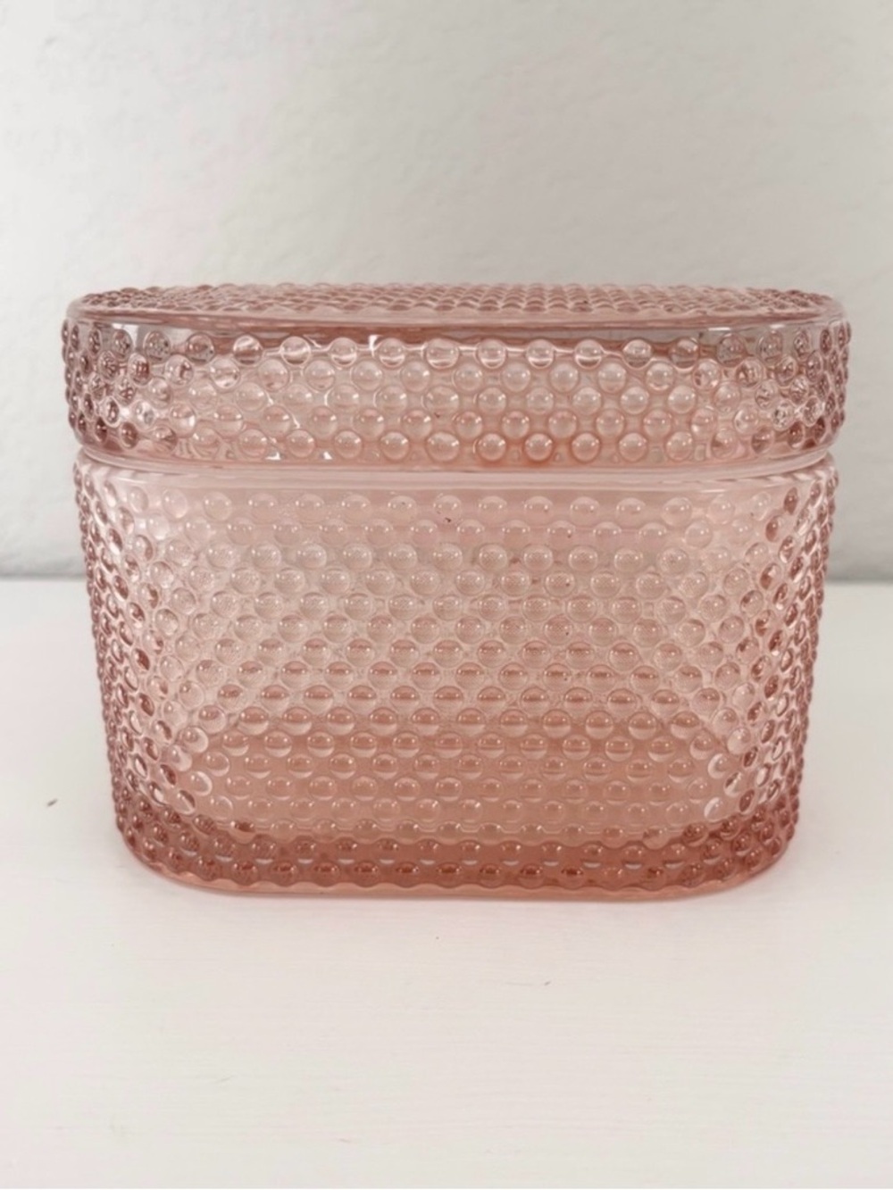 TARGET Hobnail Glass Pink Trinket Box NWT